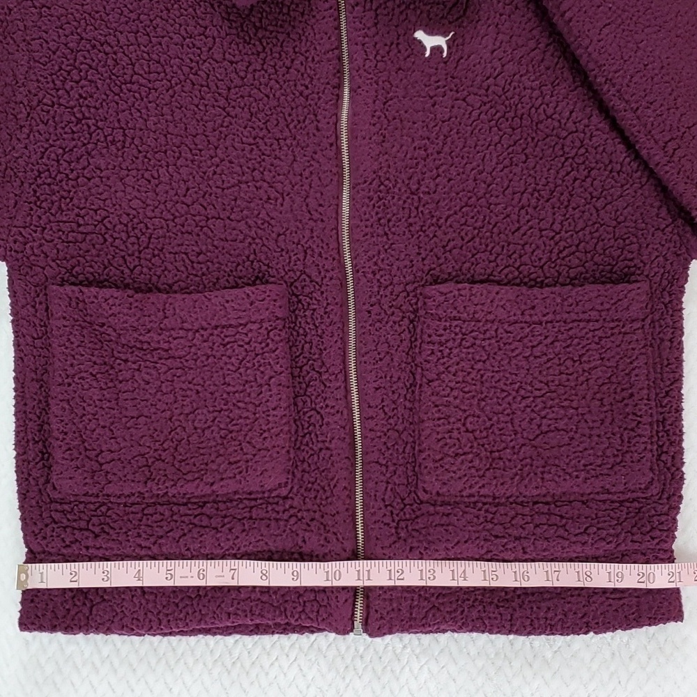 Victoria's Secret Pink "Eggplant" Oversized Sherpa Zip-Up Jacket XS - Picture 7 of 17